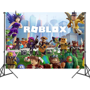 Roblox Birthday Backdrop Curtain Background Photobooth Backdrop Stand Prosparty - mario party roblox