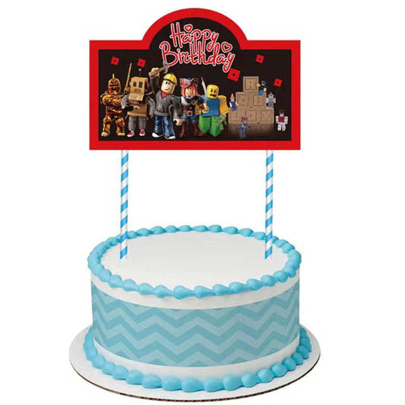 Roblox Birthday Party Supplies Banner Balloons Swirls Boys Girls Holid Prosparty - roblox cake design for boys