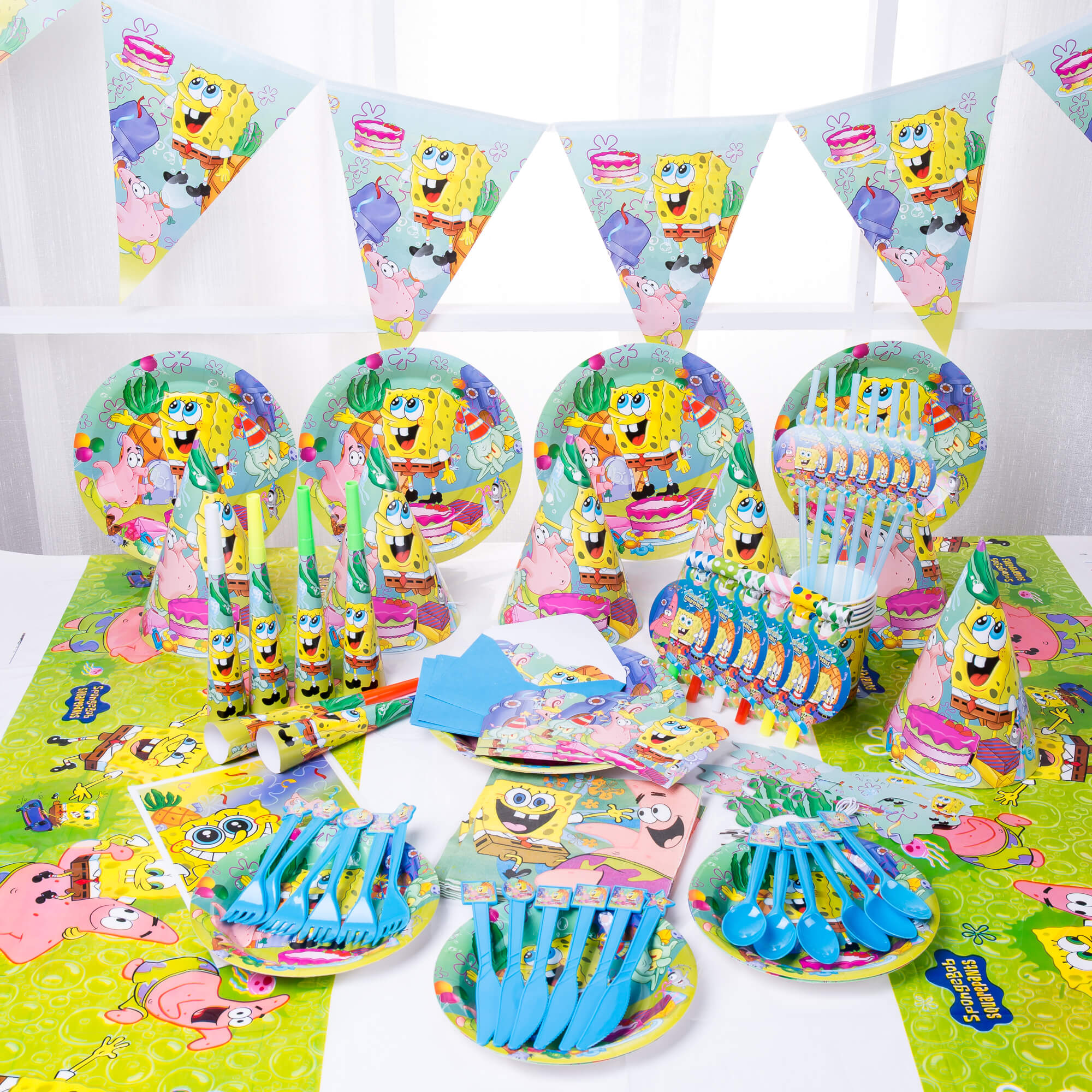 Spongebob Squarepants Theme Disposable Table Ware Birthday Party - roblox cup plate napkins table cover balloon banner