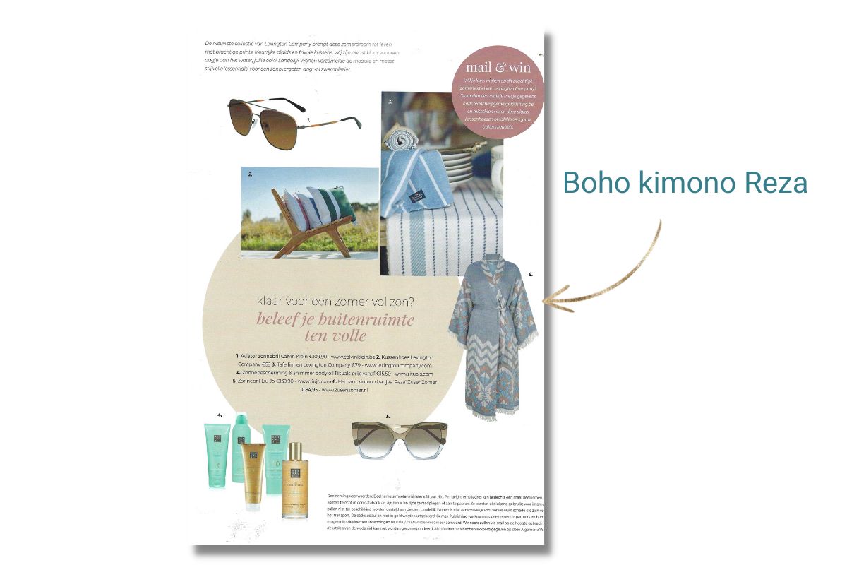 ZusenZomer Boho Kimono REZA in tijdschrift Landelijk wonen