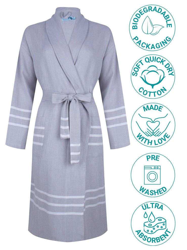 Hamam sauna badjas voor en heren - licht en dun - grijs, blauw – ZusenZomer