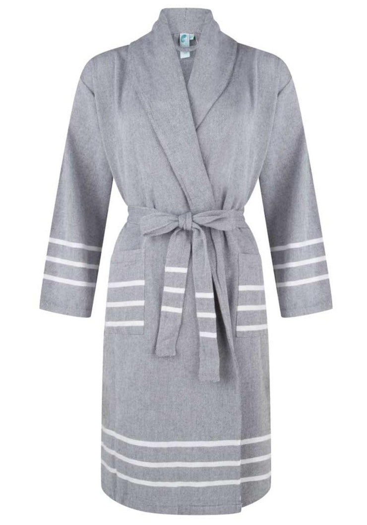 Hamam sauna badjas voor en heren - licht en dun - grijs, blauw – ZusenZomer