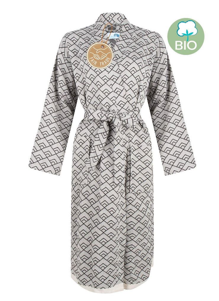Niet doen Zeug Giotto Dibondon Hamam sauna dames badjas GEO - kimono - bio-katoen - lang model - zwart –  ZusenZomer