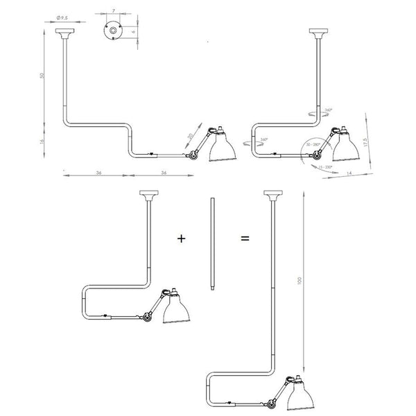 Seria lamp ściennych / sufitowych Lampe Gras