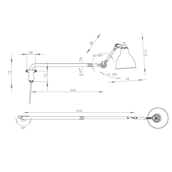 Serie de lámparas de pared / techo Lampe Gras