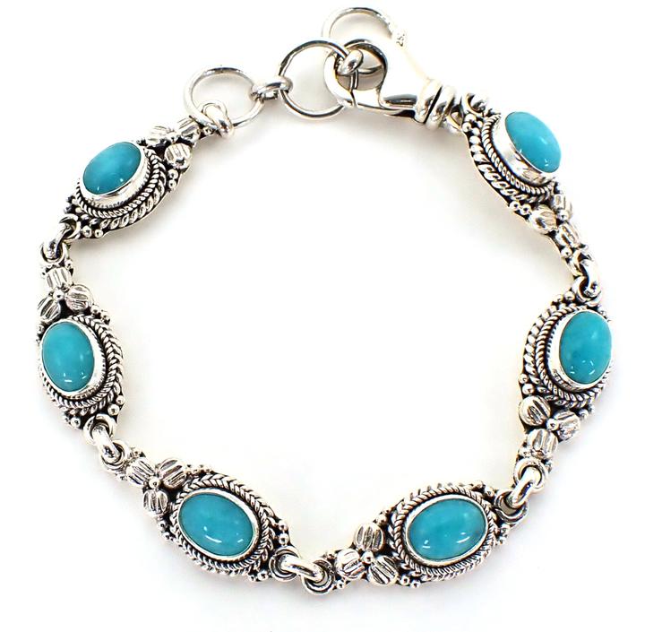 Bali Sterling Silver Amazonite Link Bracelet