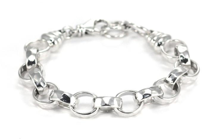 Bali Sterling Silver Hammered Chunky Link Bracelet