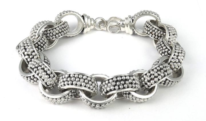 Bali Chunky Link Bracelet with Handmade Granulation