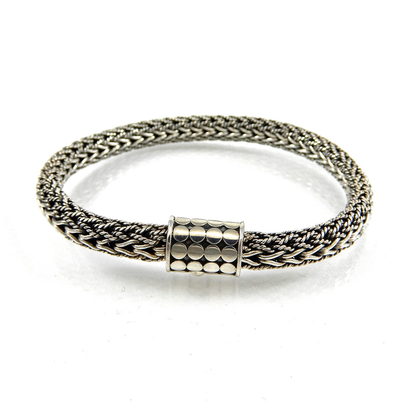 Bali Sterling Silver Dragon Clasp Snake Chain Bracelet