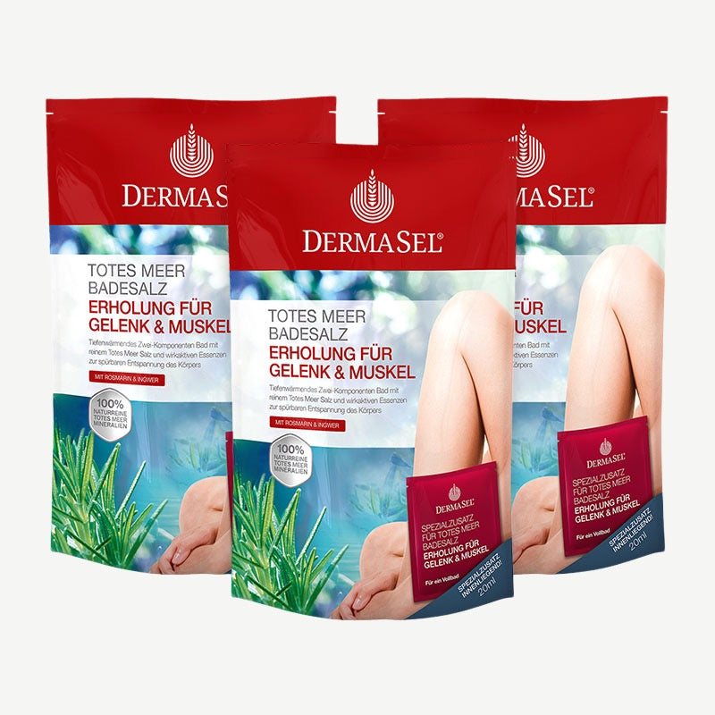 DermaSel Totes Meer Badesalz Erholung für Gelenk & Muskel 3 x 420 g