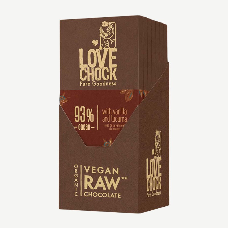 Lovechock Bio rohe Schokolade 93 % Kakao / 8 x 70 g