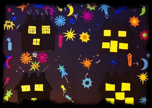 top five fireworks night craft ideas for kids, Fireworks Nightscape