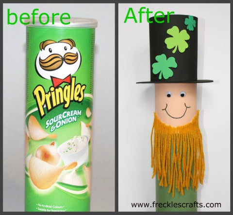 Blog, top five St Patrick's day craft ideas for kids, pringles can turned leprechaun