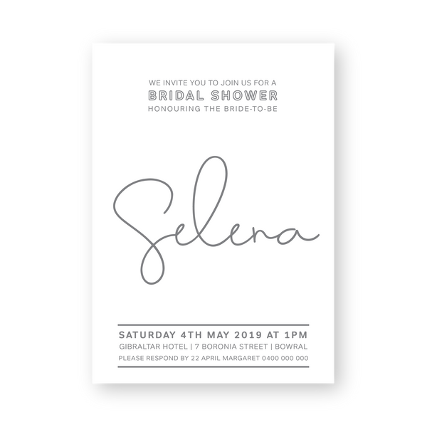 Selena | Soft Minimal Invitation | Bridal Shower | Hens Party | Birthday | Wedding - ImpeccaBelle | Southern Highlands | Australia 