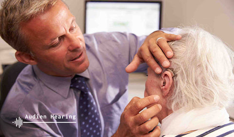 Healthcare professional performing Hearing Exam