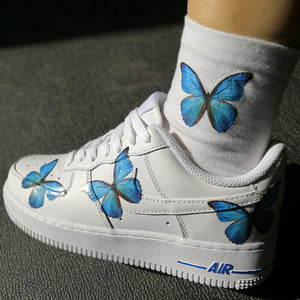 white air forces with butterflies