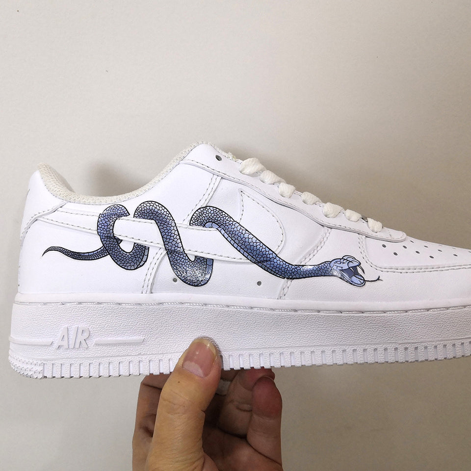 tenis nike air force one just do it white stickers snake