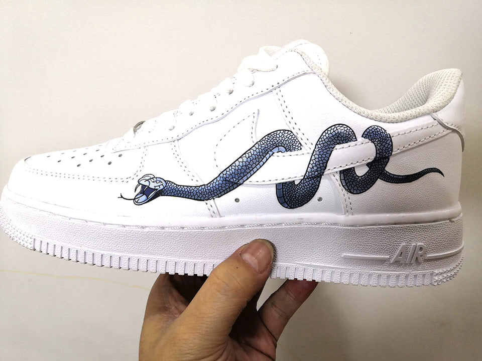 tenis nike air force one just do it white stickers snake