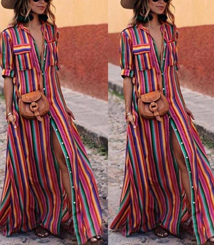 rainbow boho dress
