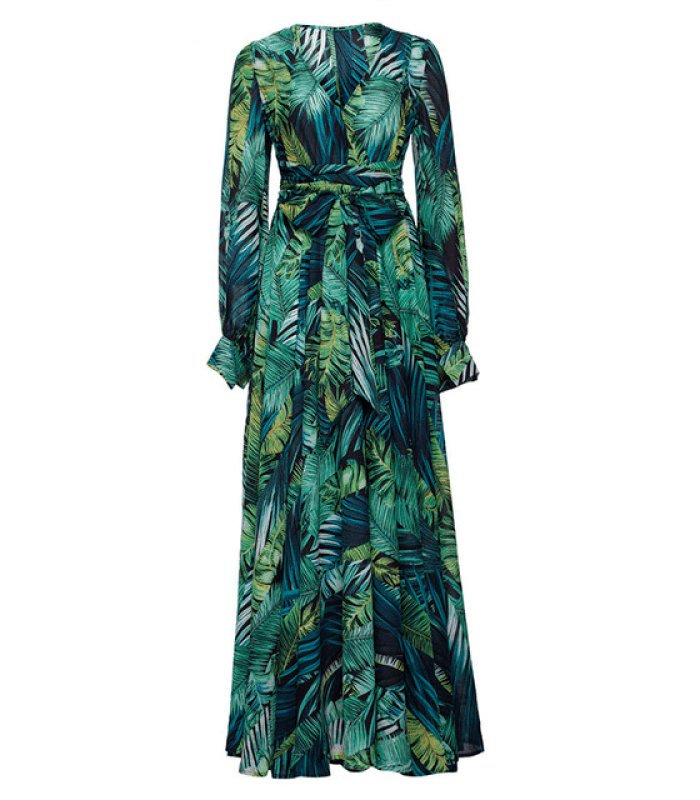 Tropical Print Maxi Dress – Boho Choice