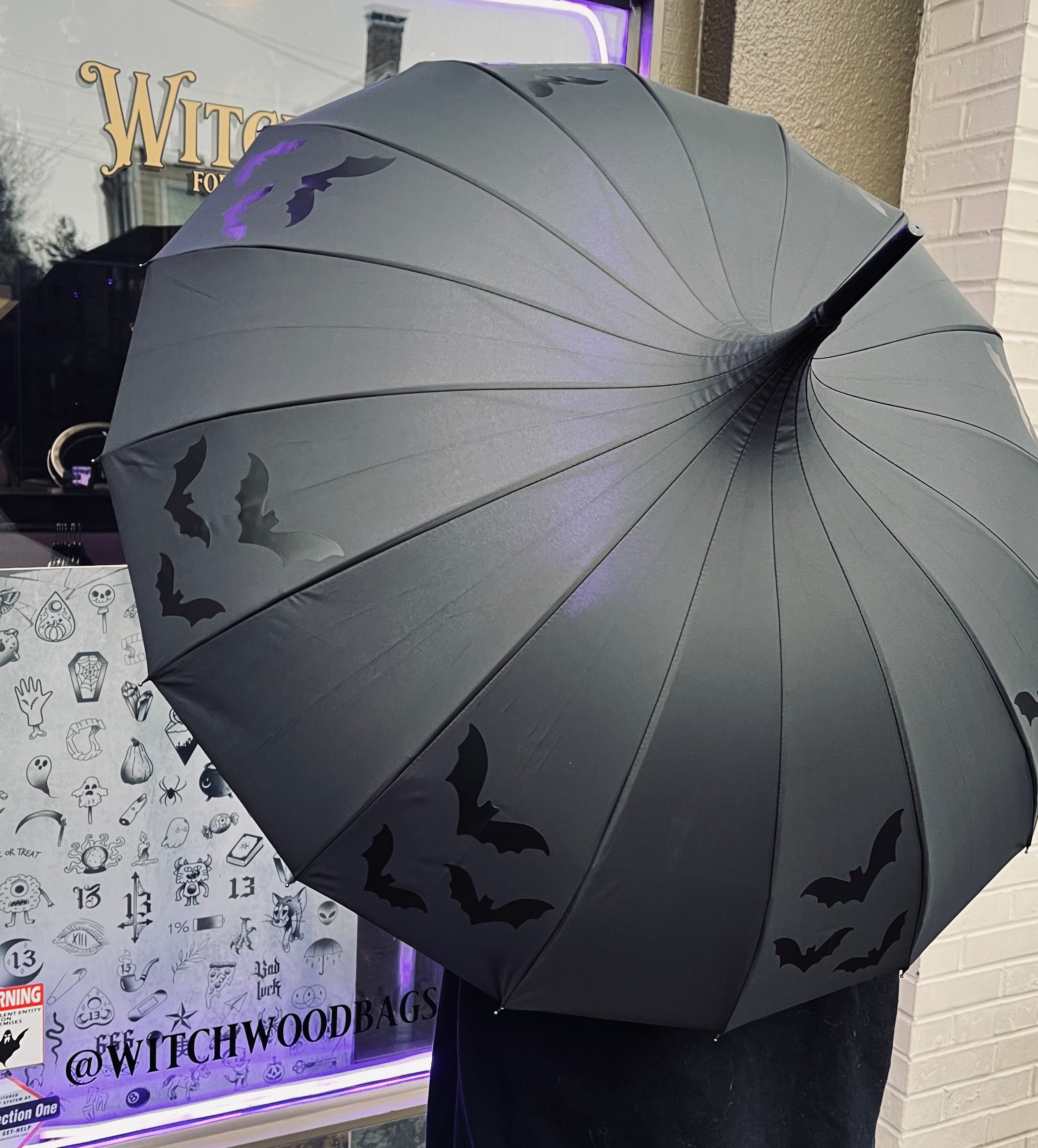 Flying Bats Umbrella - Black on Black