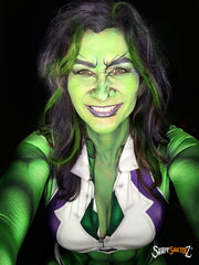 She Hulk sipping on Celsius at Gold's Gym ShapeShifterZ costume