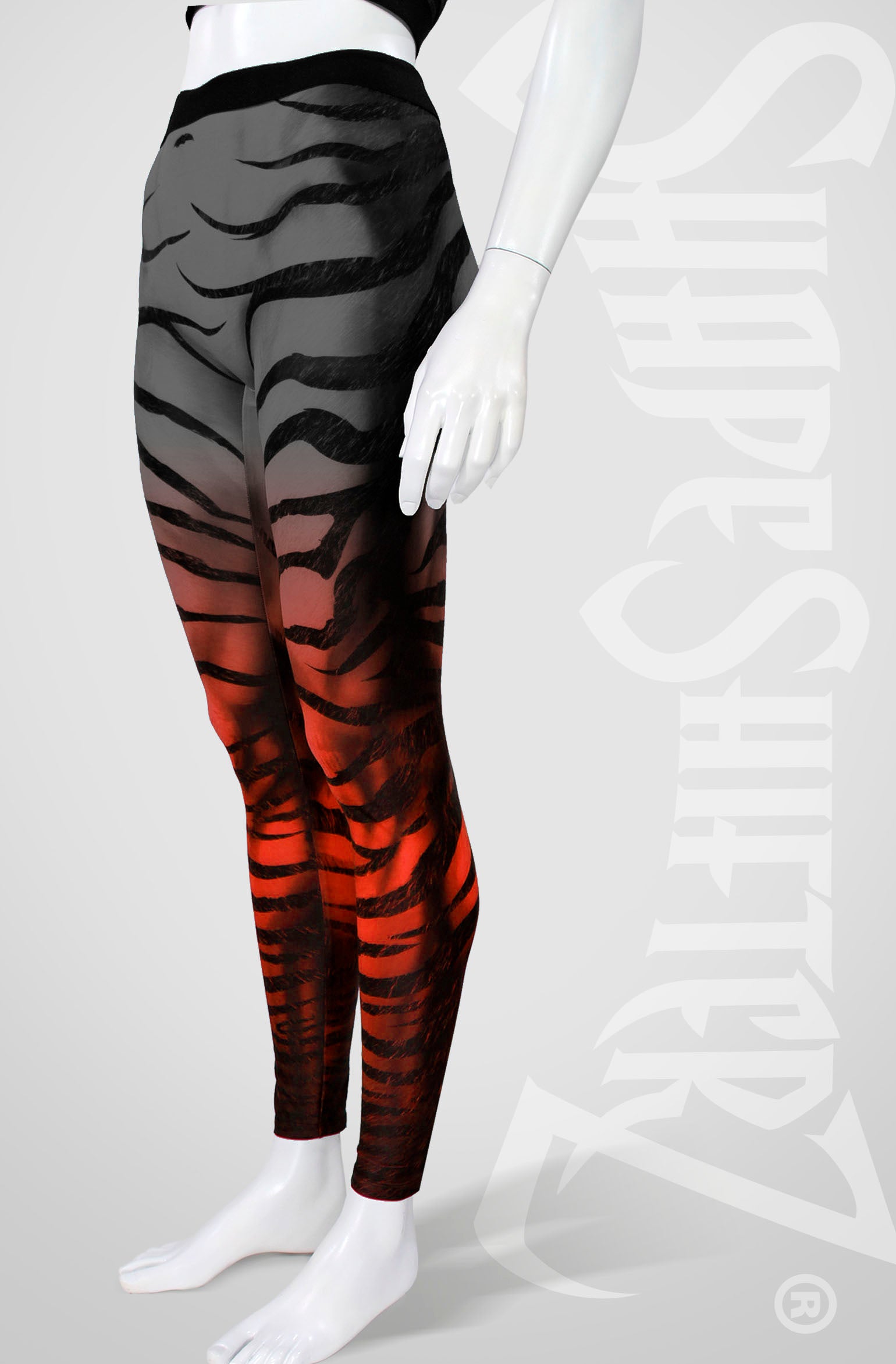 Blozend lof karakter Zebra Leggings - Black to Red Fade - High Contour