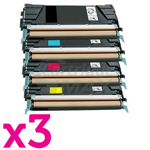 3 sets of 4 Pack Lexmark Generic C522 / C524 / C532 / C534 Toner Cartridges - BK 4,000 pages & CMY