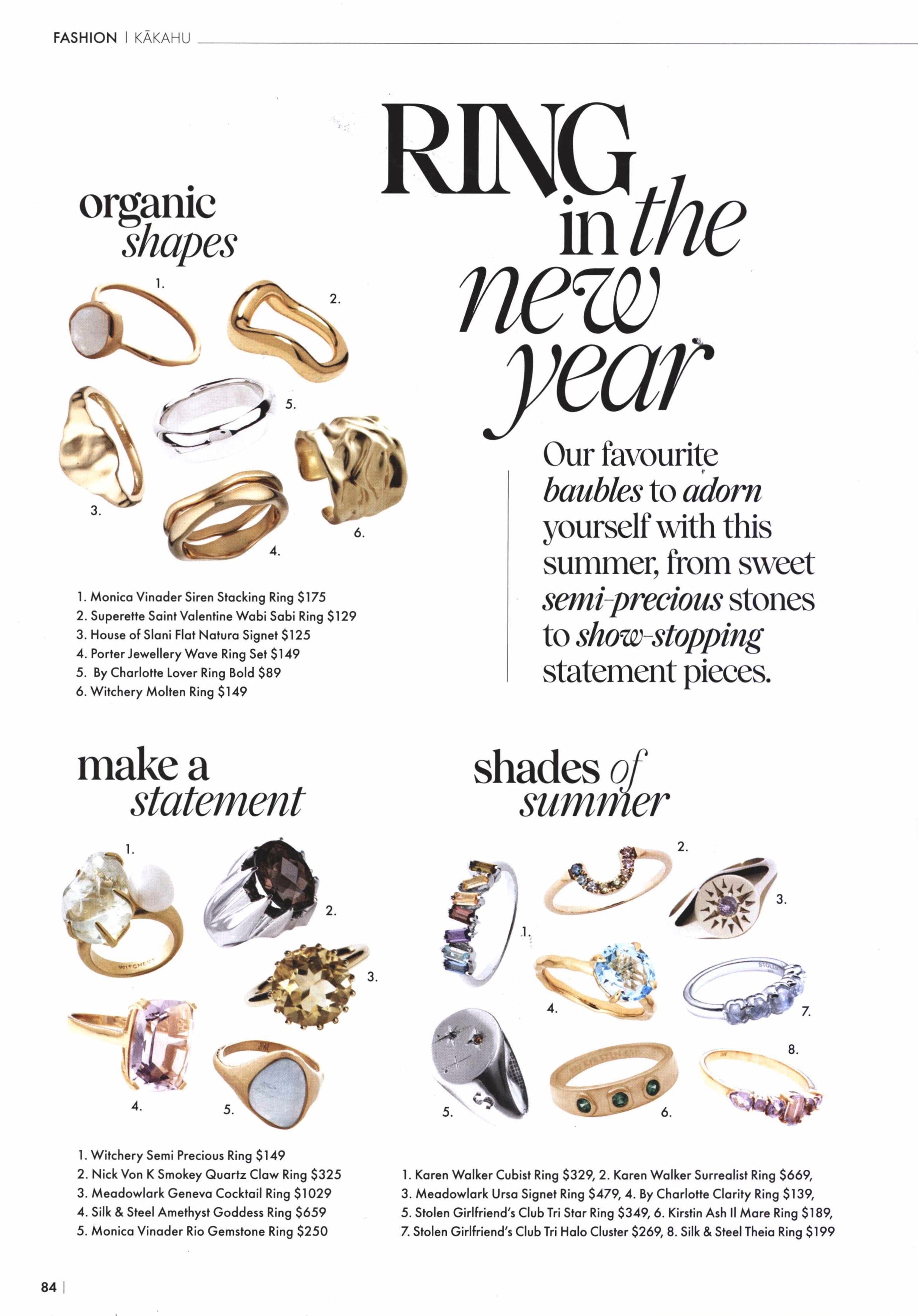 Silk & Steel Jewellery Goddess Ring Theia Ring Kia Ora Magazine