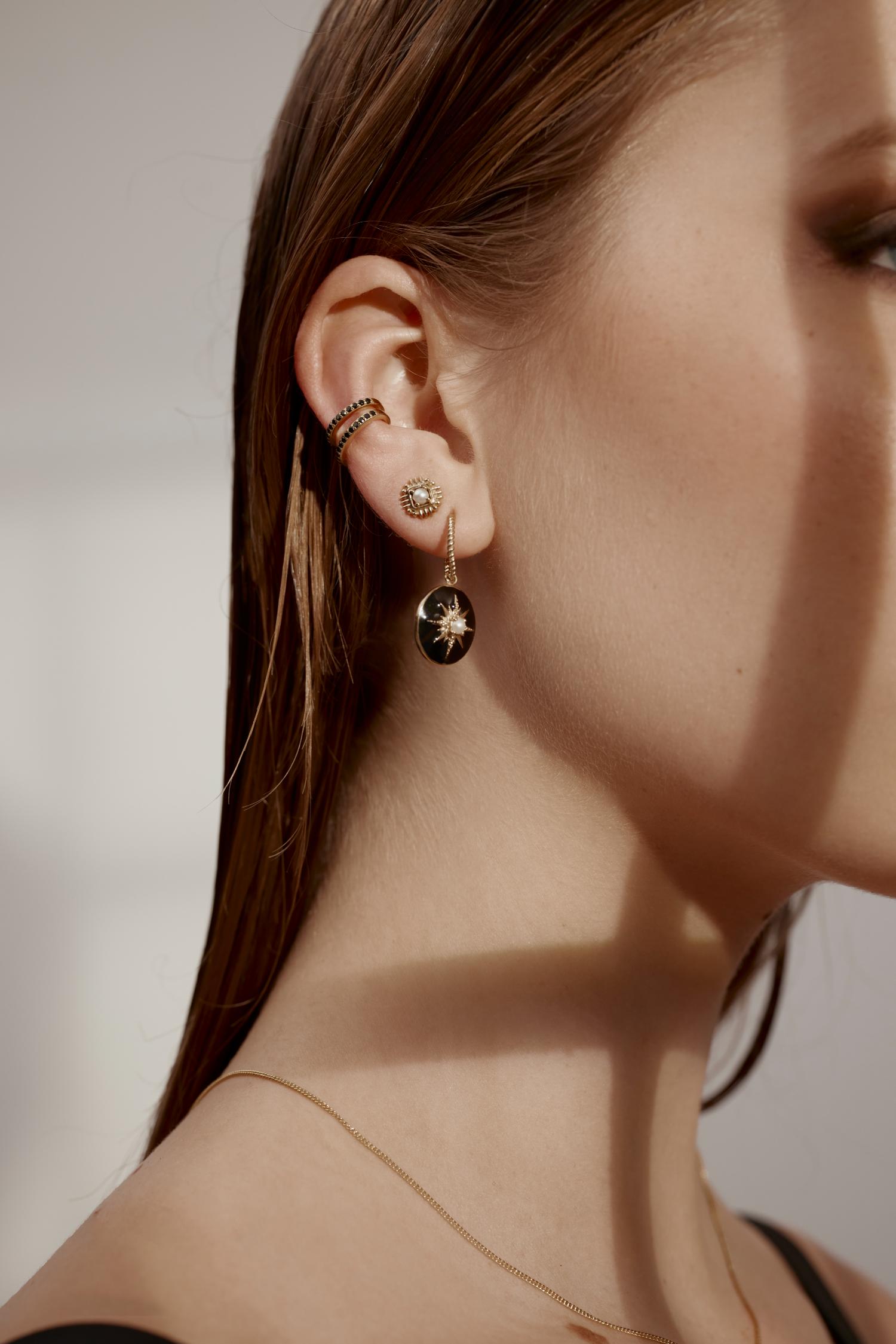 Silk & Steel Jewellery - Noire collection - stacked earrings