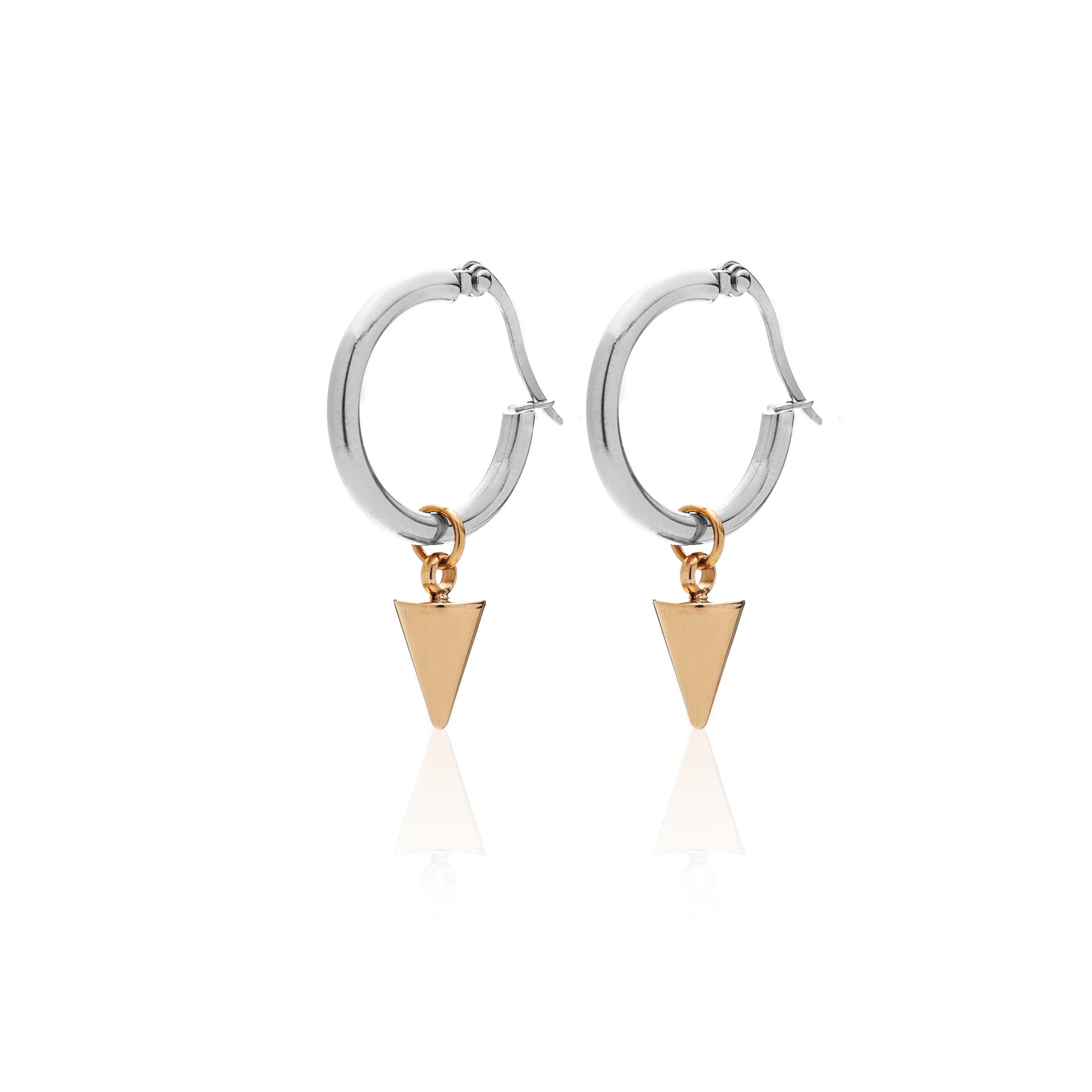 Silk & Steel Jewellery - Two Tone Kate Hoops - Silver Hoop Earrings with Gold Spike