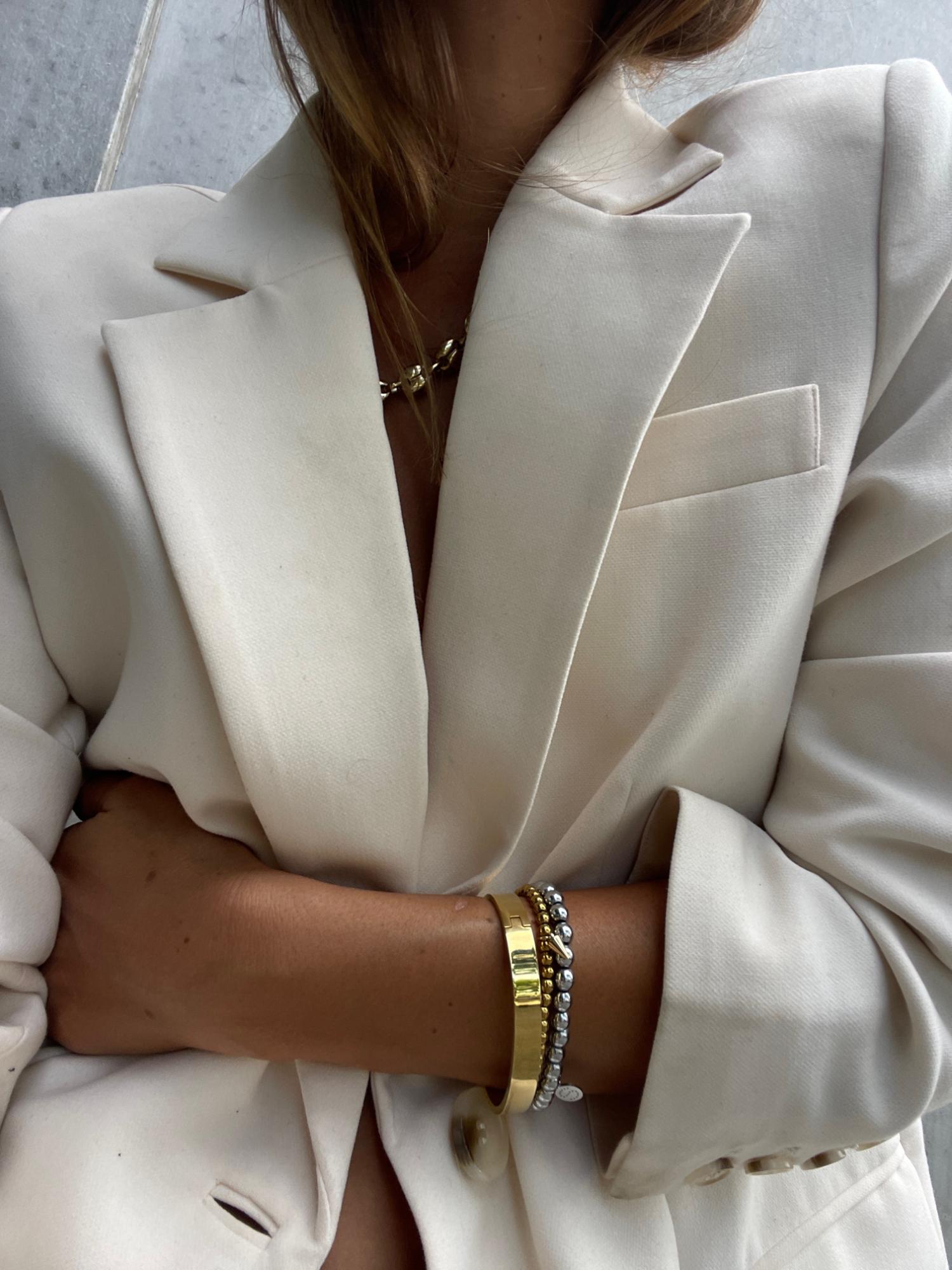 Silk & Steel Jewellery Trends for 2024 - Bangles and Cuffs with stacked beaded gemstone bracelets