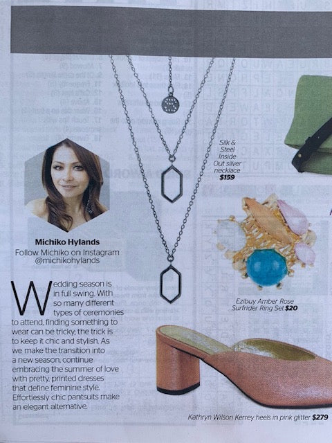 New Zealand Herald Spy Magazine Silk & Steel Jewellery Silver Inside Out Necklace Haveli Collection