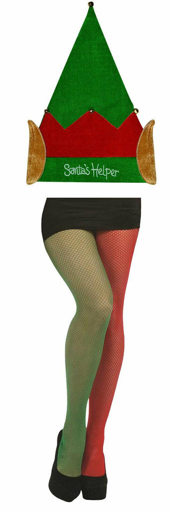 Red & Green Fishnet Tights