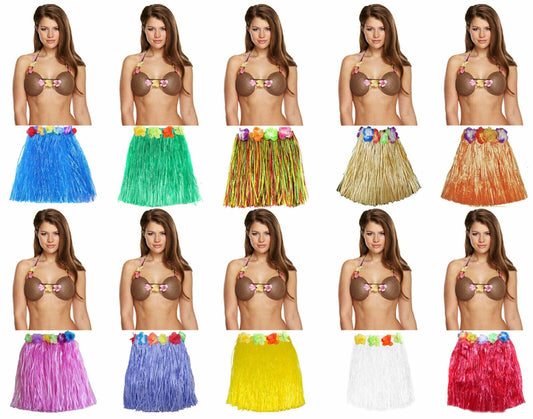 labreeze Ladies Girls 80 Cm Hula Grass Skirt 4 Pcs Lei Coconut Bra