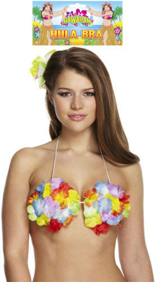 Ladies Coconut Bra with Flowers Plastic Hawaiian Hula beach Party Acce –  Labreeze Ltd
