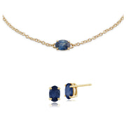 Classic Light Blue Sapphire Single Stone Stud Earrings & Bracelet Set Image 1