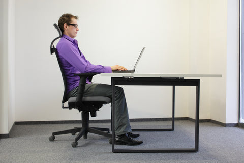 Steve demonstrates correct ergonomic seating posture