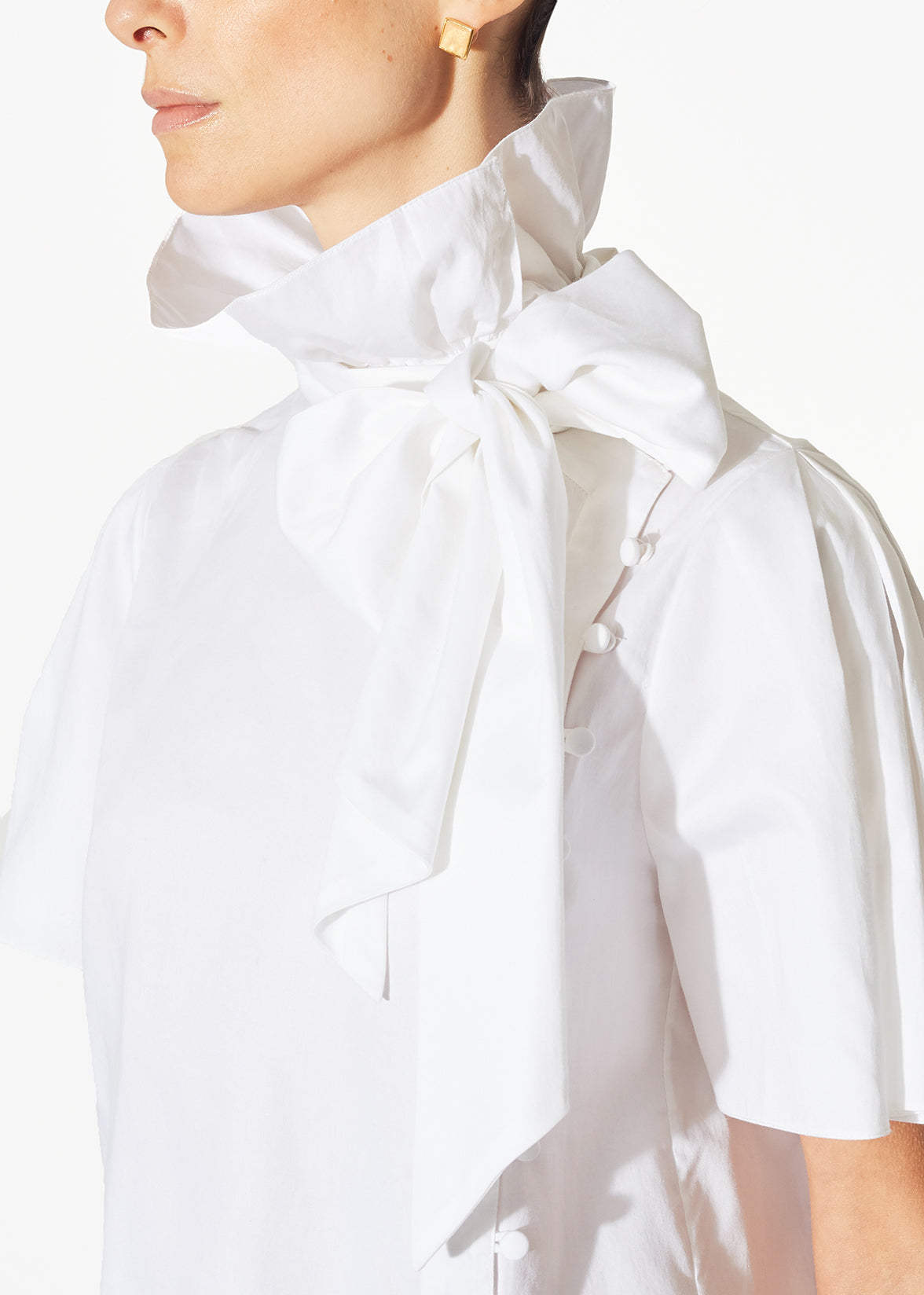 BOW NECK BLOUSE IN COTTON SHIRTING