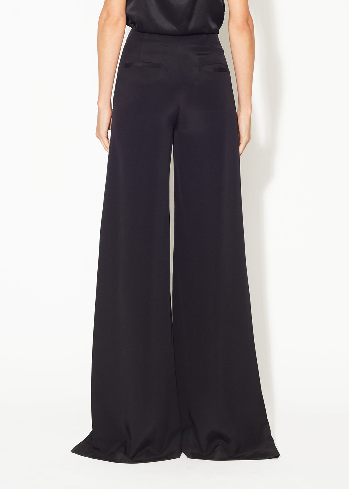 WIDE-LEG PANT WITH CHIFFON INSET IN SILK CREPE