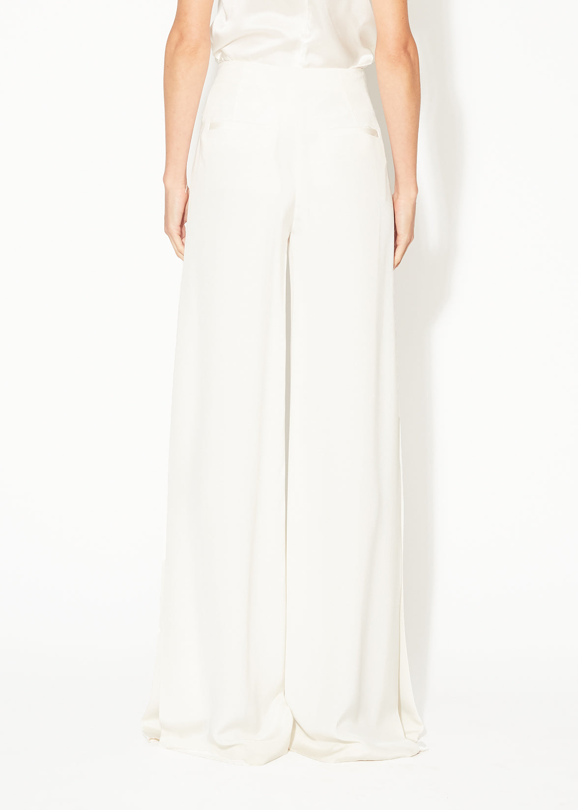 WIDE-LEG PANT WITH CHIFFON INSET IN SILK CREPE