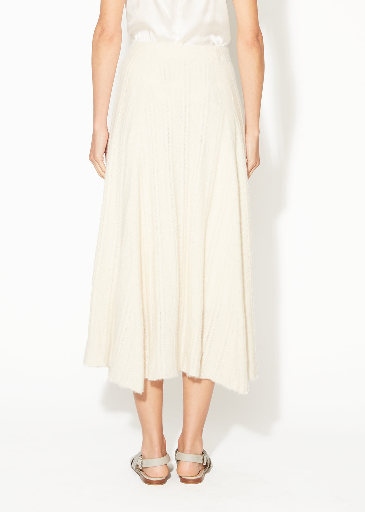 CABLE KNIT CIRCLE SKIRT IN BRUSHED CASHMERE