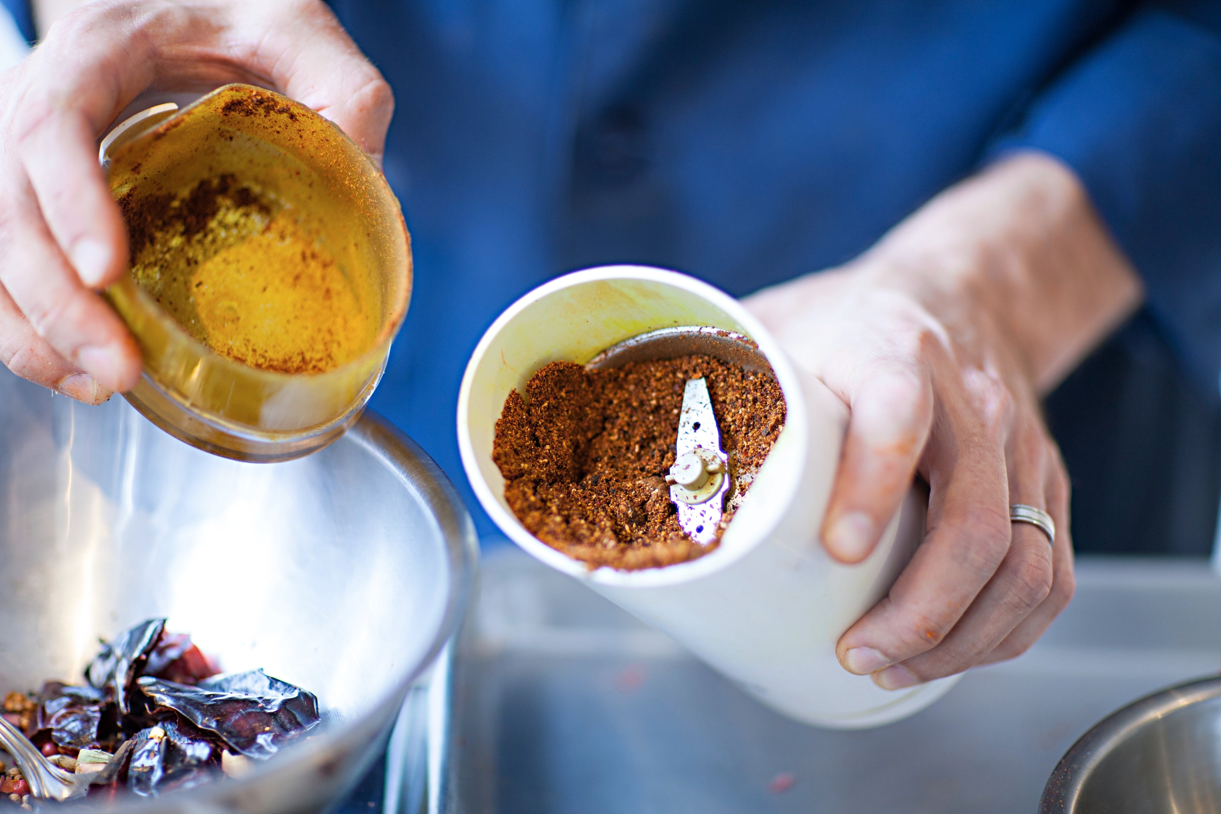 image of lior grinding spices