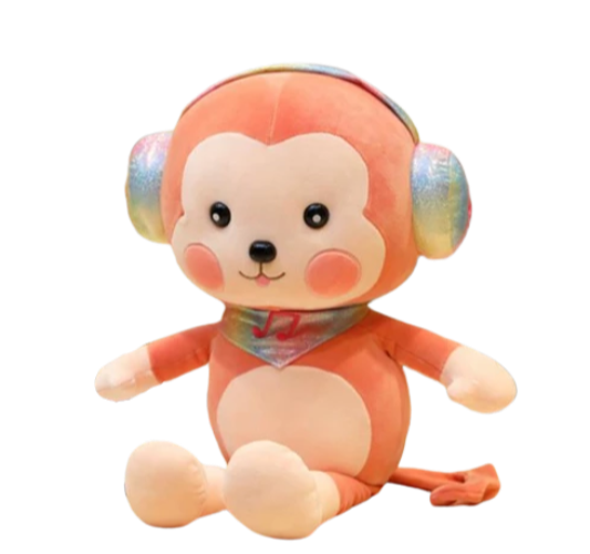 peluche singe rose