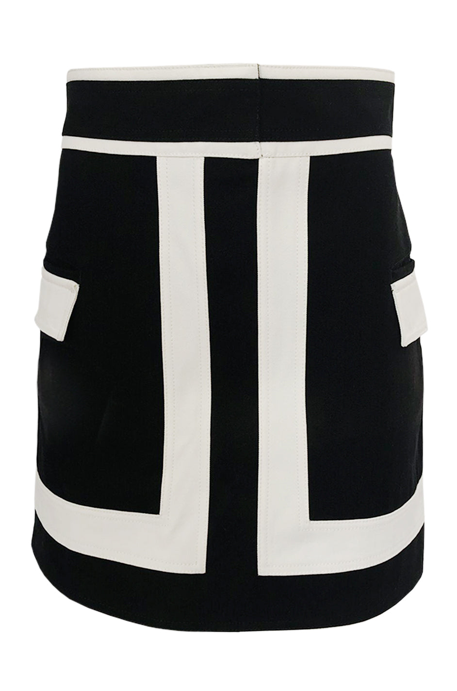 Spring 2015 Balmain Graphic Black and White Denim Mini Skirt ...