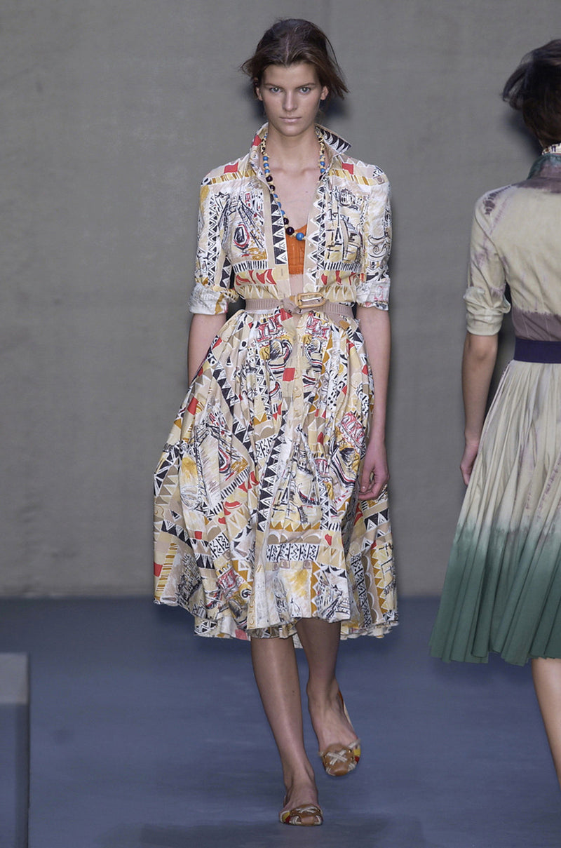S/S 2004 Prada Runway Postcard Print Cotton Dress – Shrimpton Couture