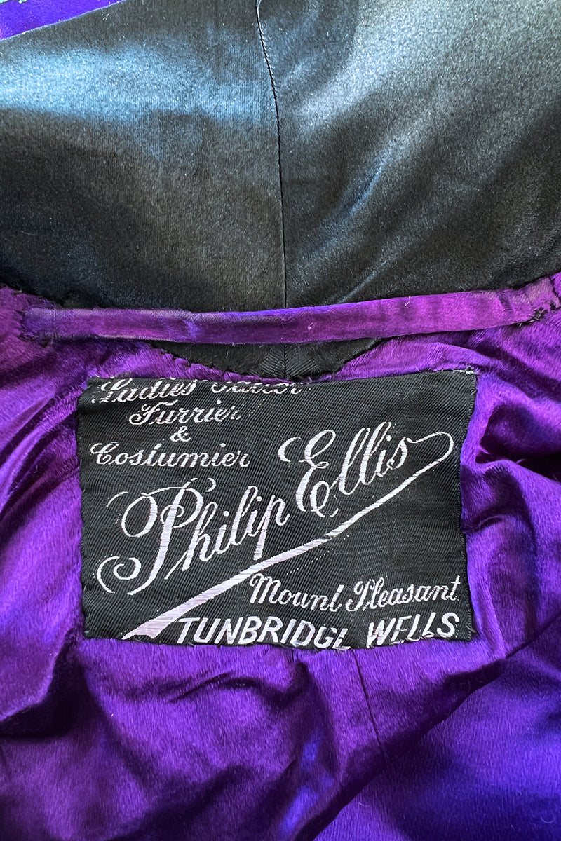 Outstanding 1920s Brilliant Floral Embroidered Rich Purple Silk Cape C ...