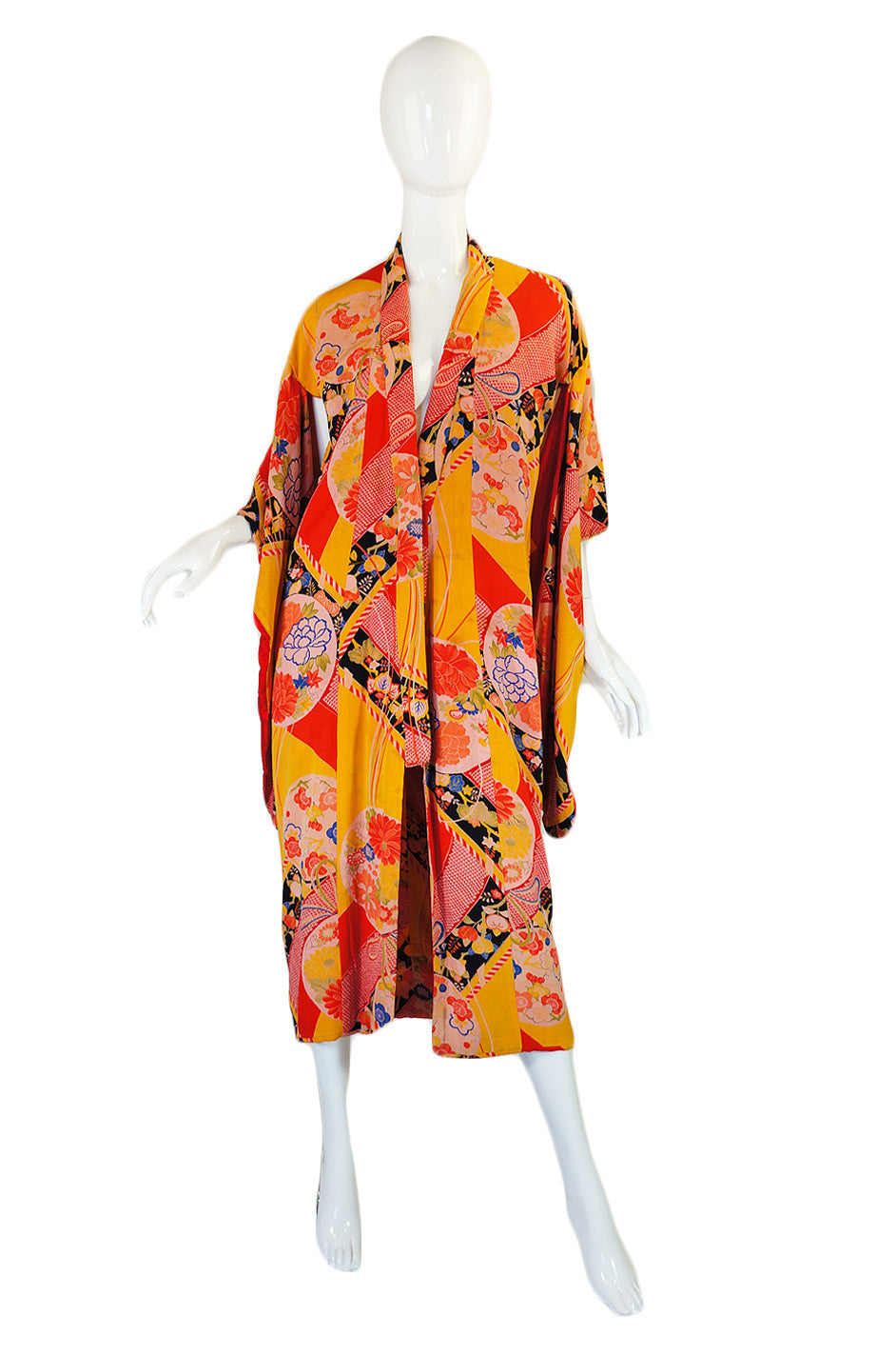 1930s Vibrant Coral Printed Silk Kimono – Shrimpton Couture