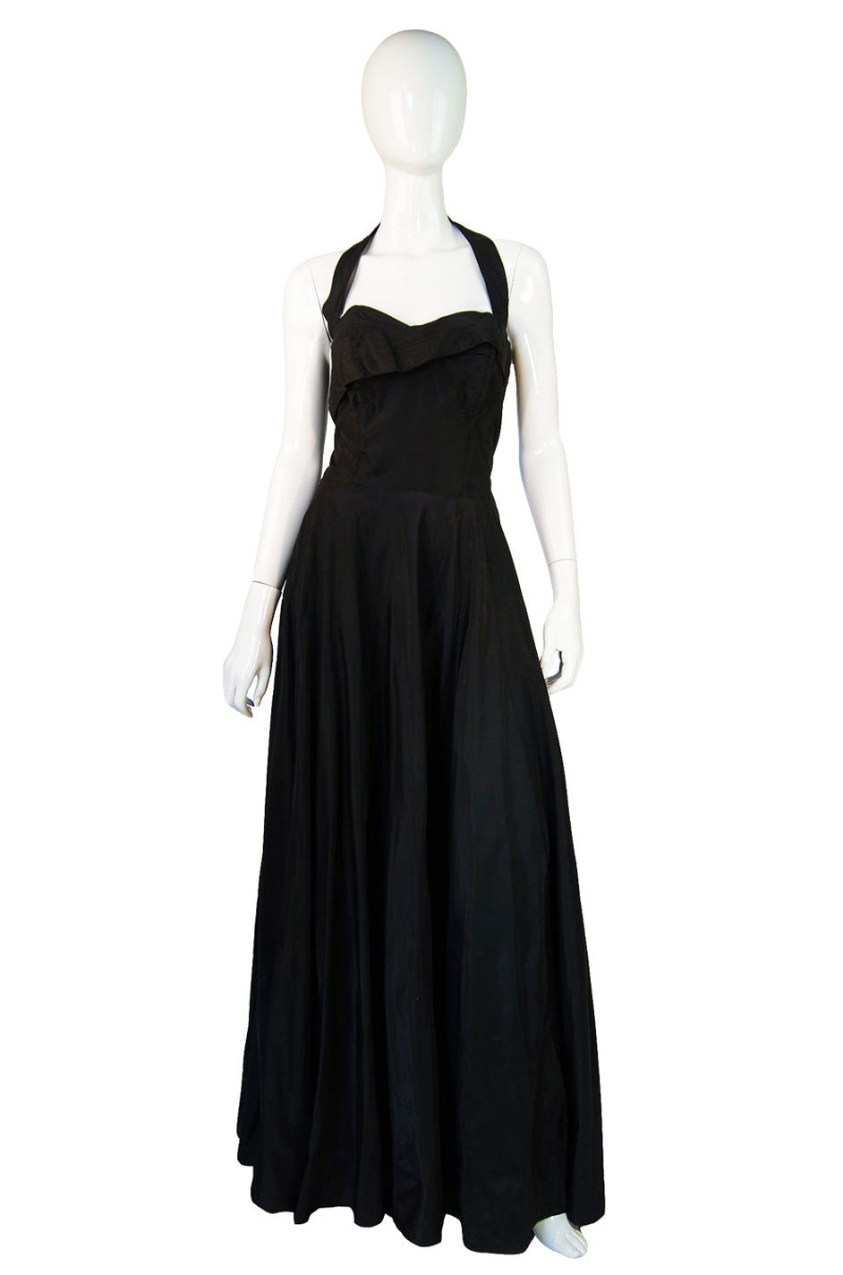 black silk halter dress