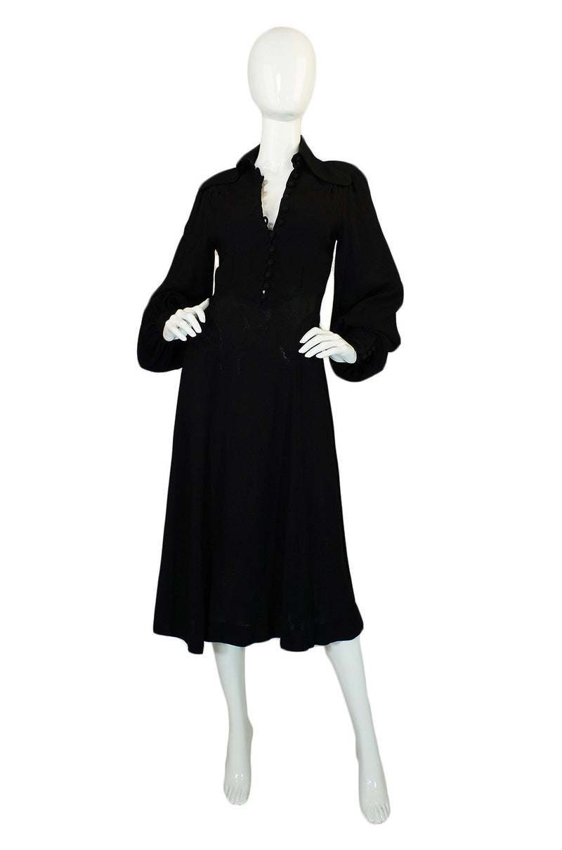 1960s Ossie Clark Black Moss Crepe – Shrimpton Couture